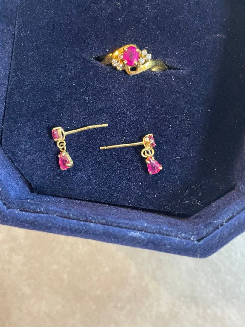 ルビー×18金 ピアス