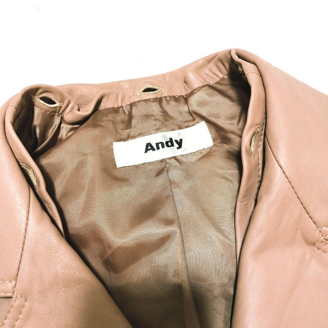 Andy イタリア製 ラムレザー ライダースジャケット フォックスファー付き