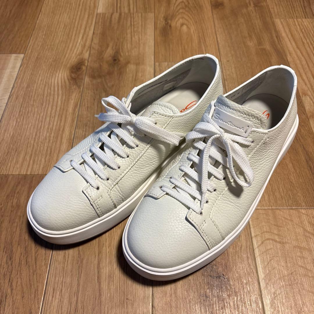 【ほぼ未使用】サントーニ　Santoni レザー　スニーカー　白　UK8 US9
