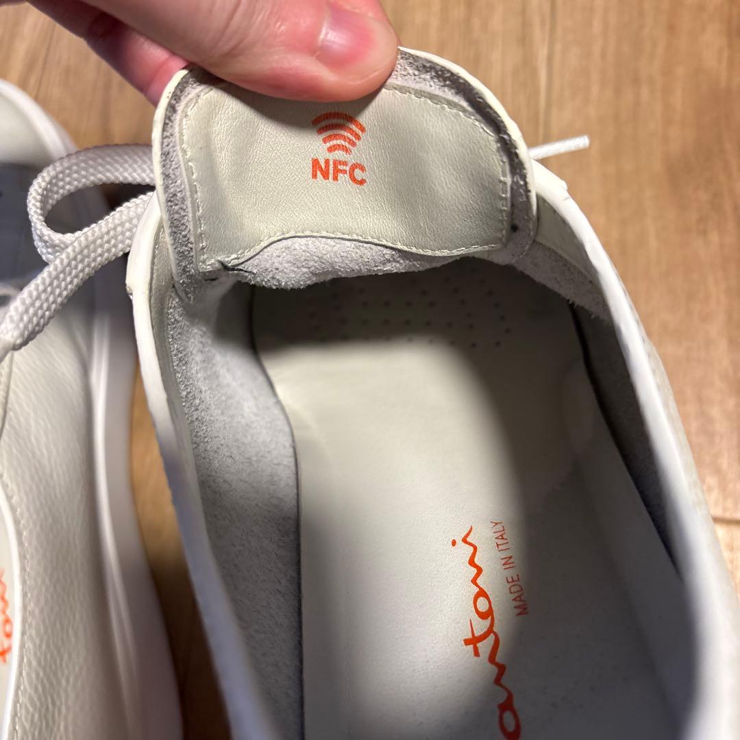 【ほぼ未使用】サントーニ　Santoni レザー　スニーカー　白　UK8 US9