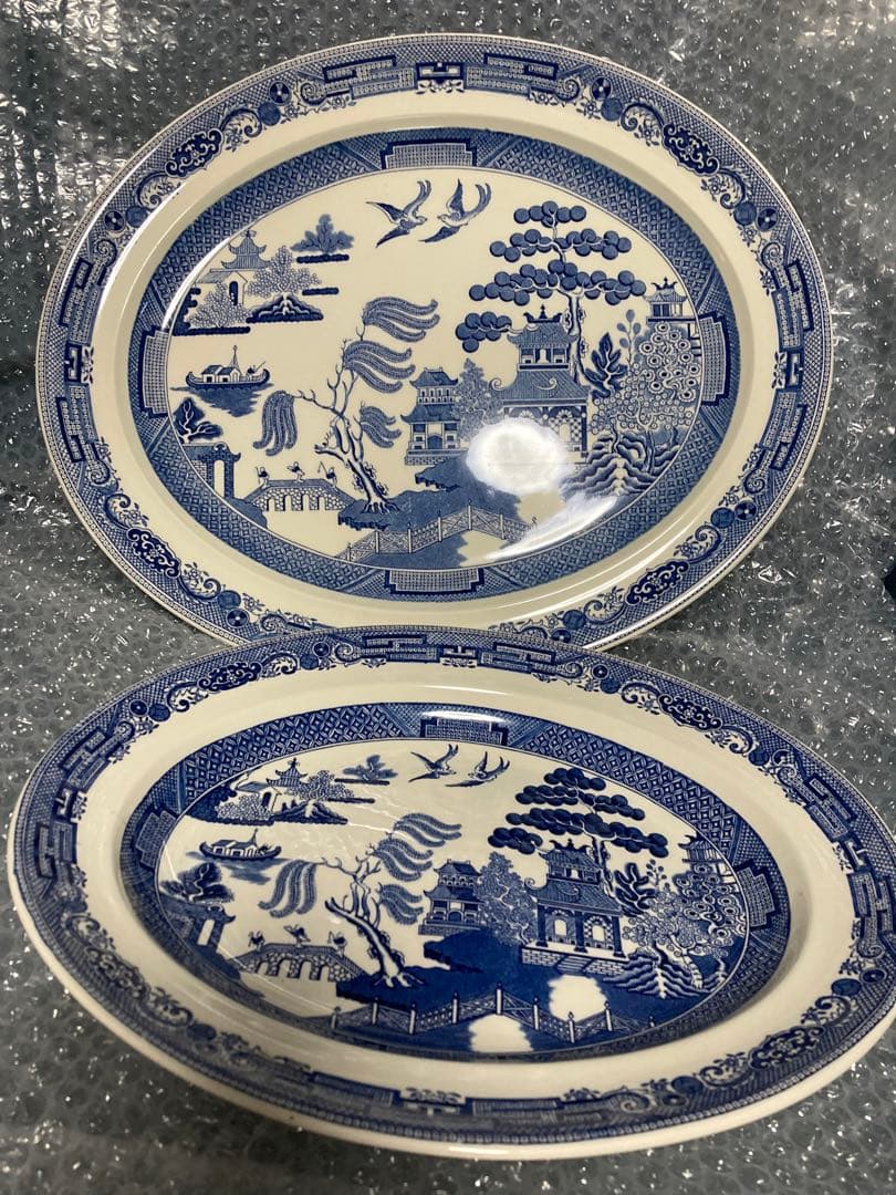  blue willow希少大オーバル皿
