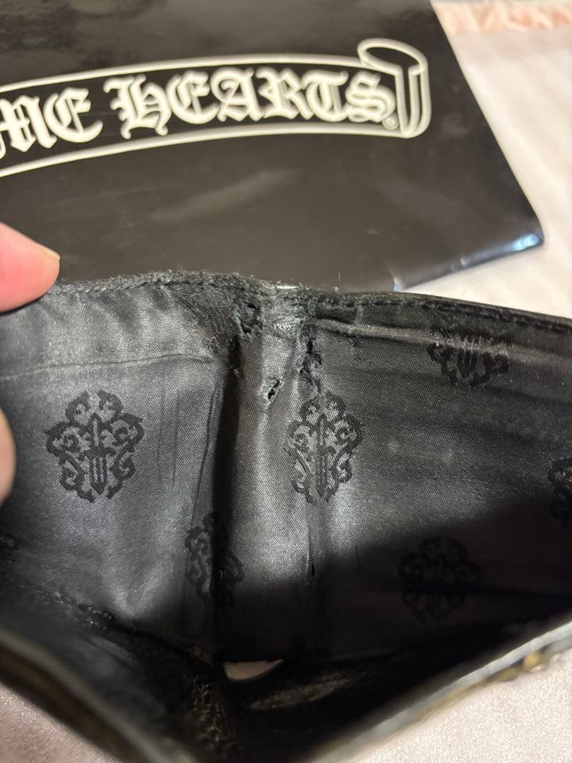 【確実正規品】Chrome Hearts ブラックレザー二つ折り財布　格安出品