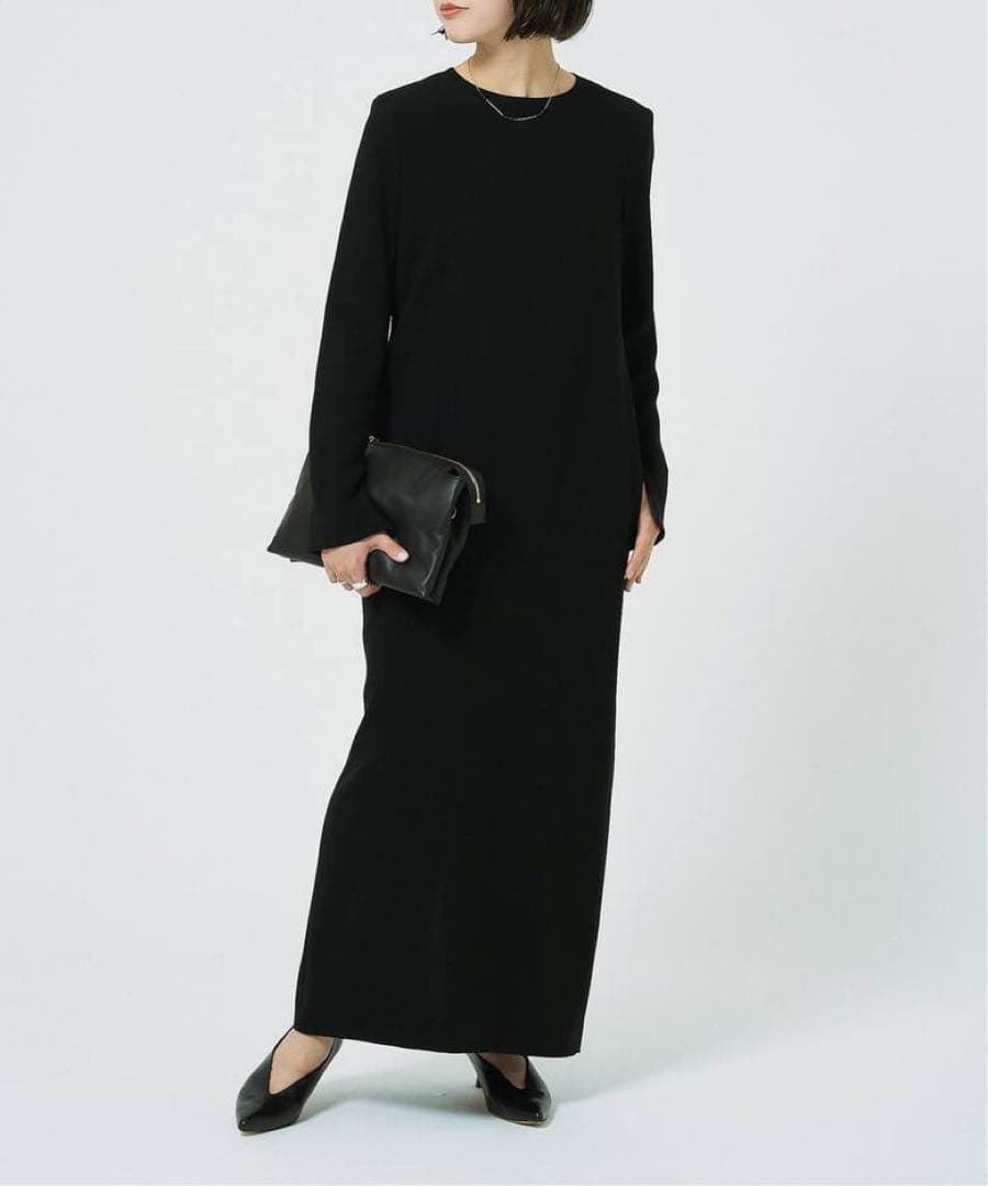 HARDY NOIR ダブルクロスミニマルロングドレス 36