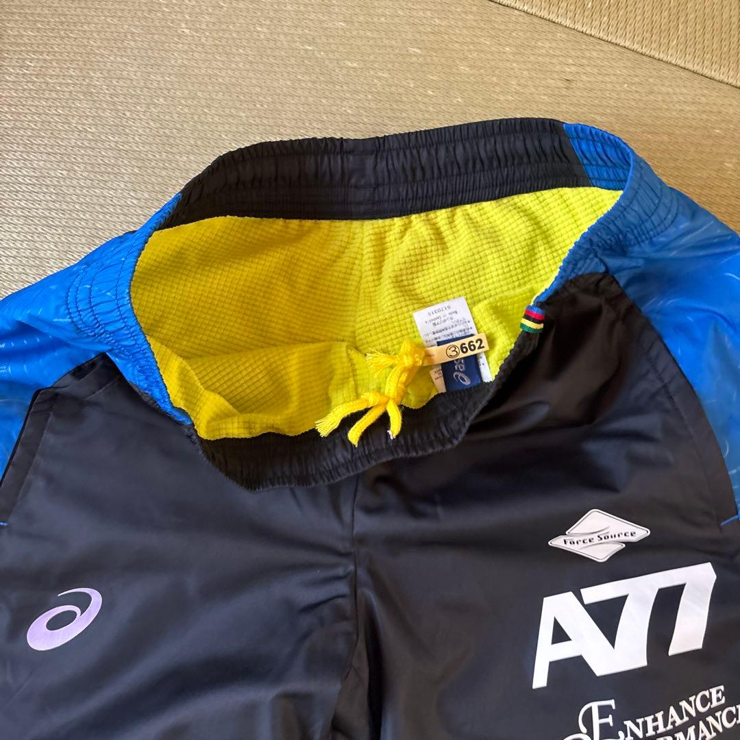 アシックス A77 ウインドブレーカー 上下セット ブルー ブラック　M