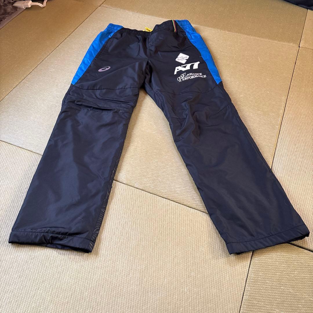 アシックス A77 ウインドブレーカー 上下セット ブルー ブラック　M