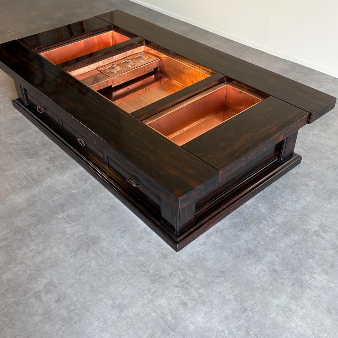 銘木　黒檀　囲炉裏テーブル　木製火鉢×座卓