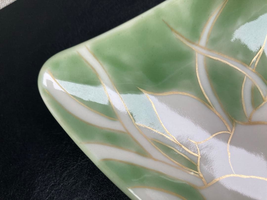 京焼　陶葊　陶あん　月下美人　舟型皿　舟形大皿