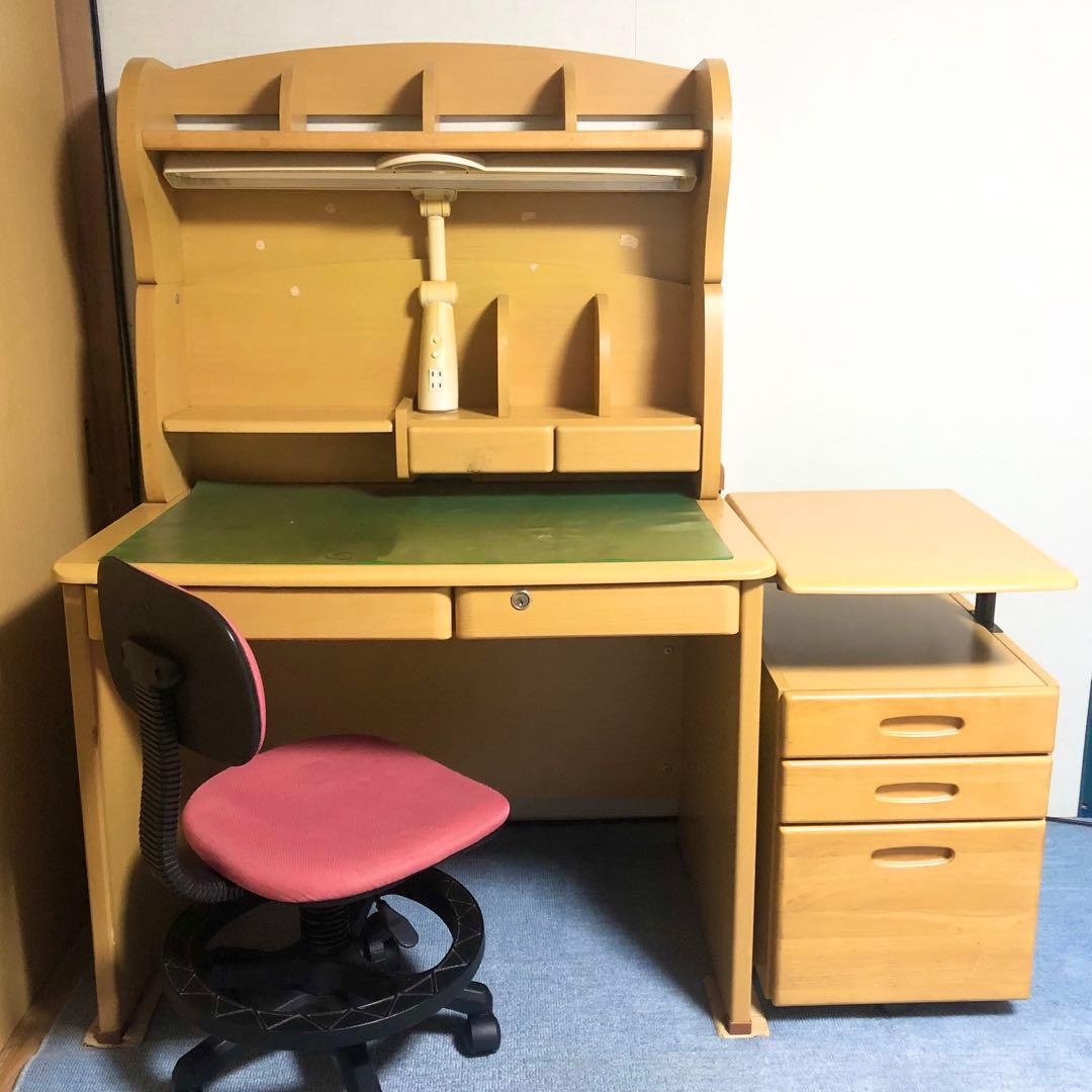 学習机 デスク 木製 ライト付き 棚 DIY 子供