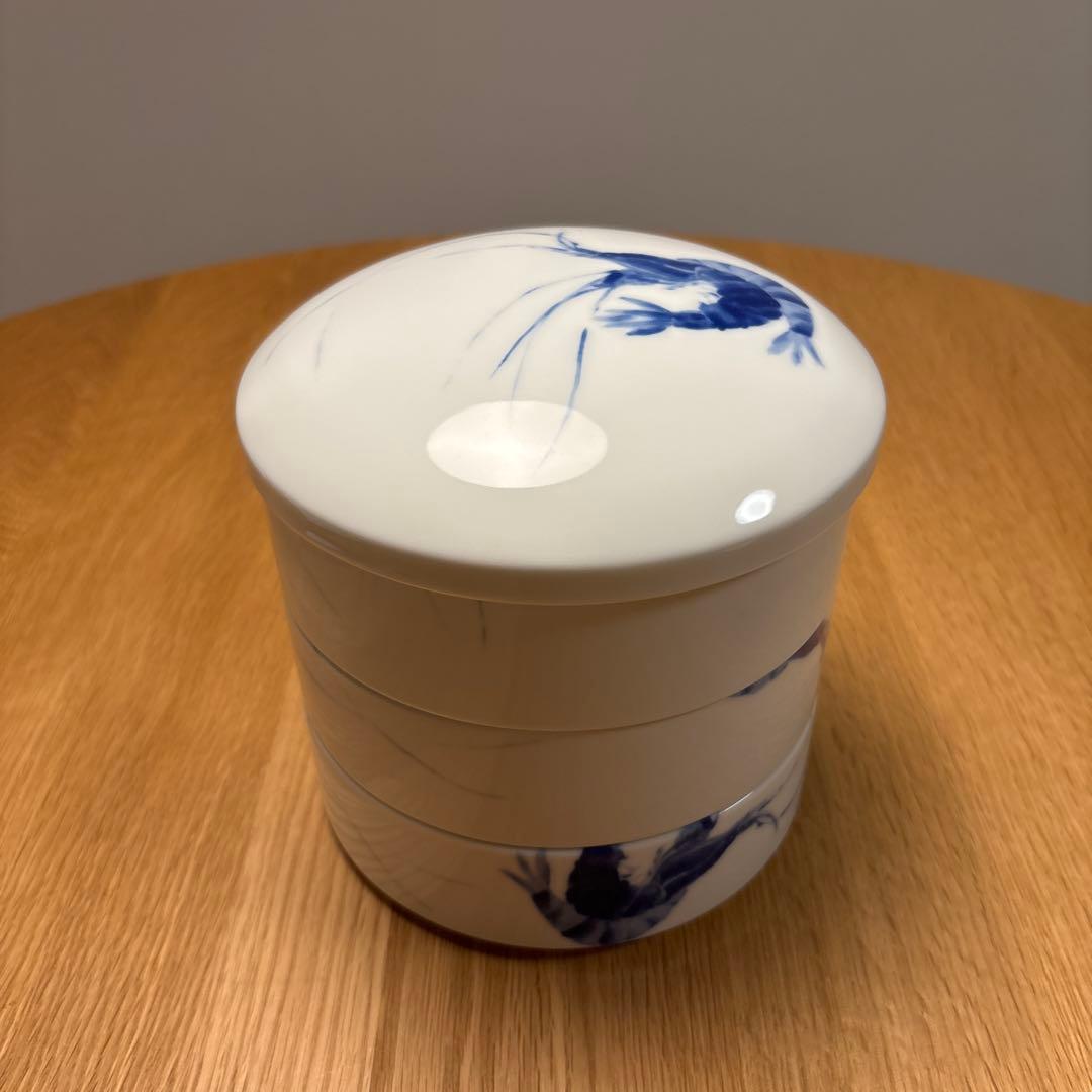 横濱元町　増田窯　海老づくし銘々重　横浜染付　お重