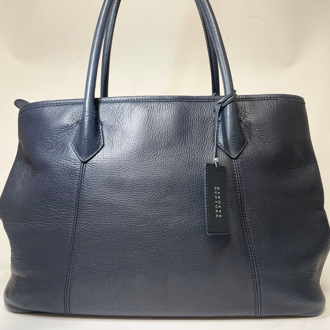 BARNEYS NEW YORKトートバッグ 大容量 A4 PC レザー 紺