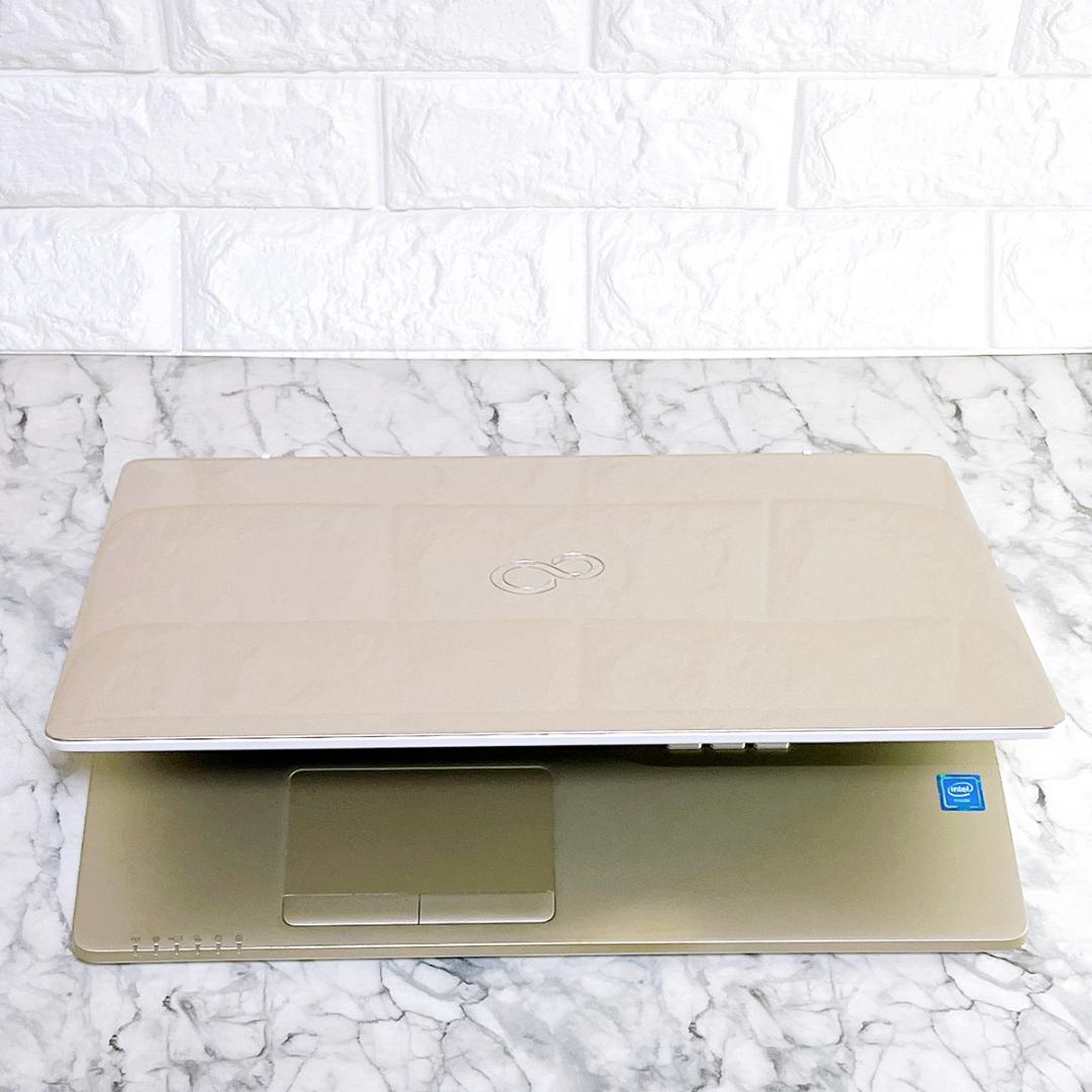 超美品ゴールド✨爆速SSD薄型ノートパソコン✨Windows11✨カメラオフィス