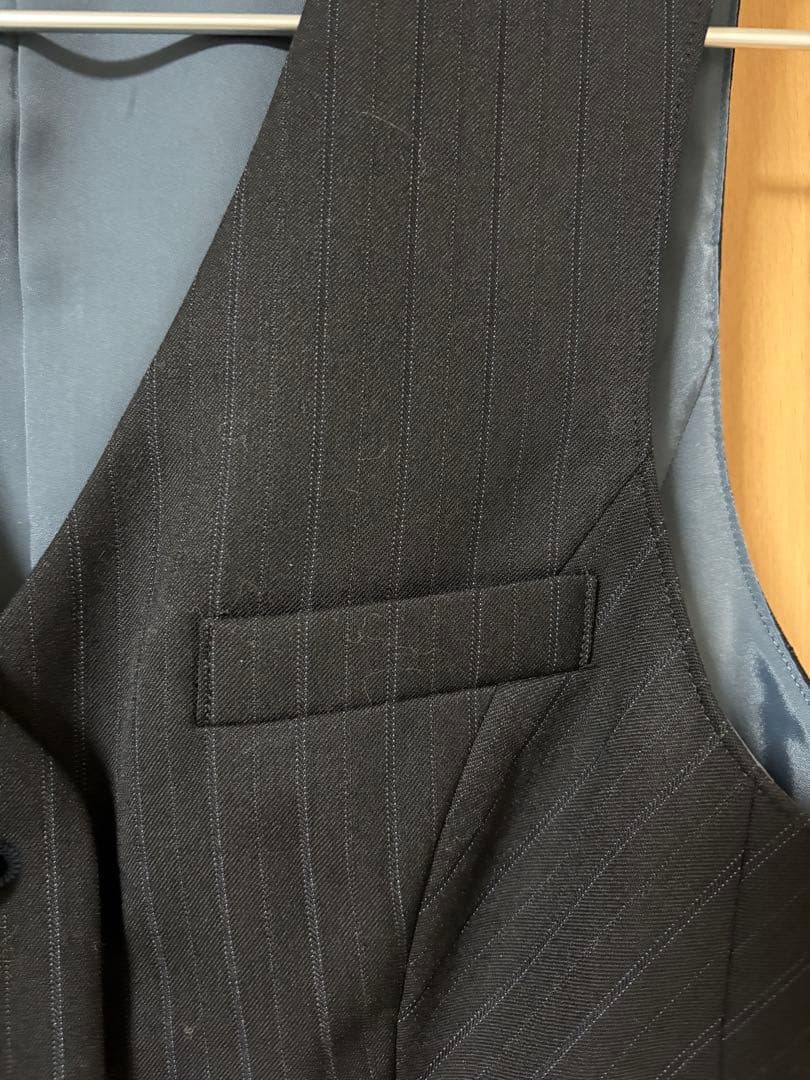 ボンマックス事務服　ブラック×ブルーのストライプ3点セット