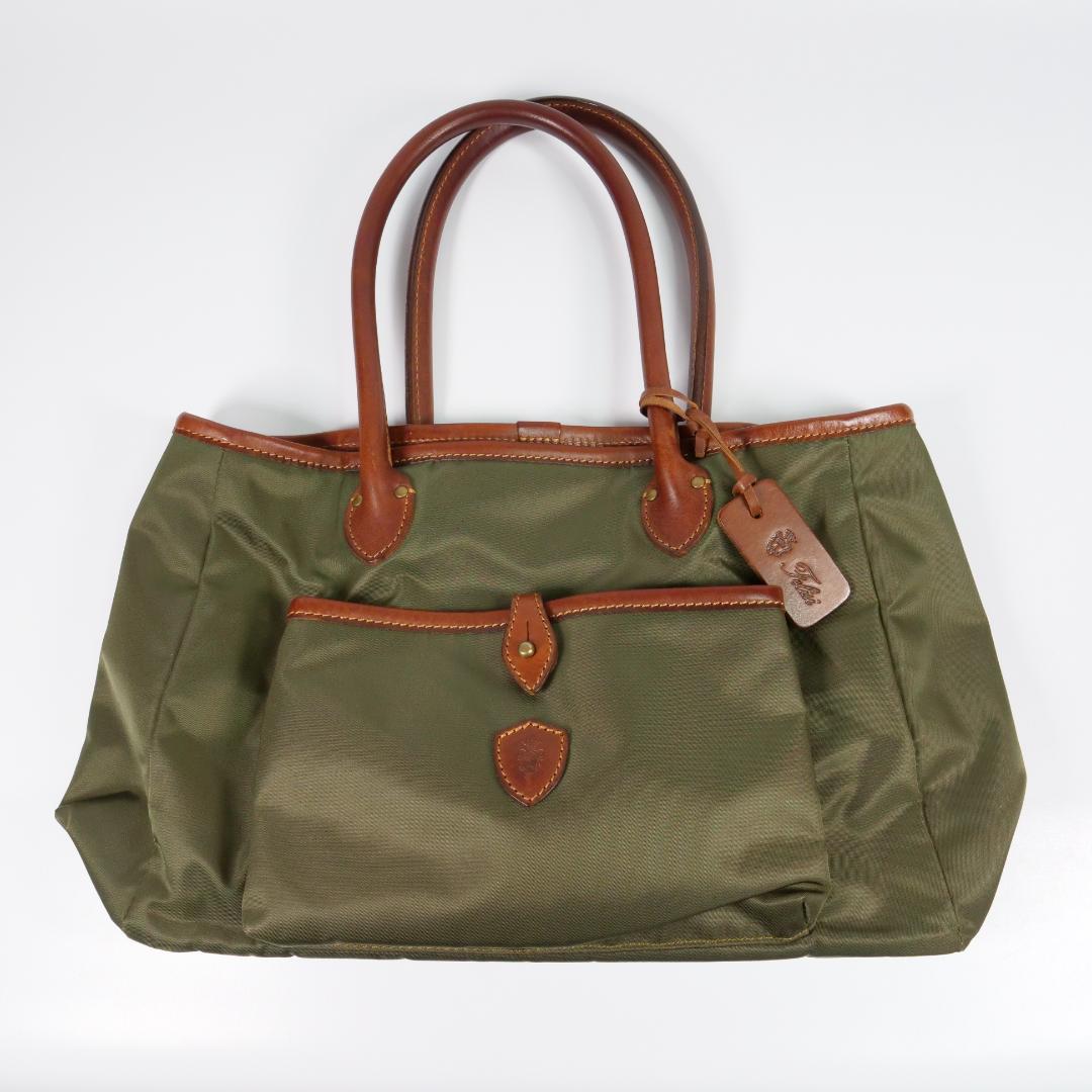 美品✨ フェリージ トートバッグ 11-52 ナイロン レザー カーキ