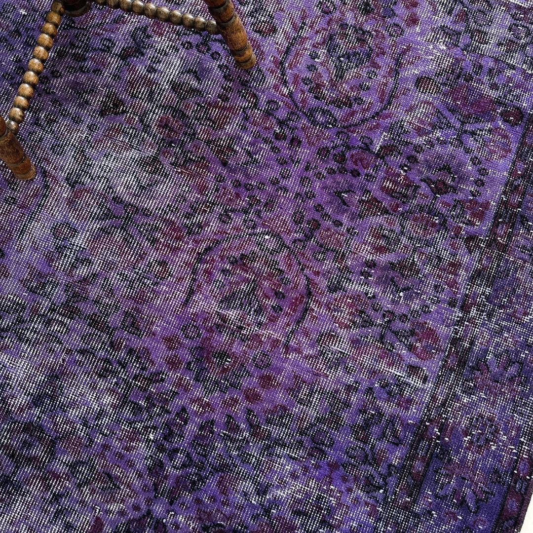 トルコ ヴィンテージラグ A127超大判 バイオレット パープル オーバーダイ