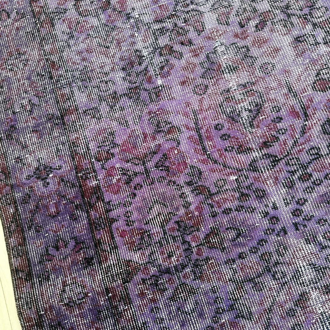 トルコ ヴィンテージラグ A127超大判 バイオレット パープル オーバーダイ