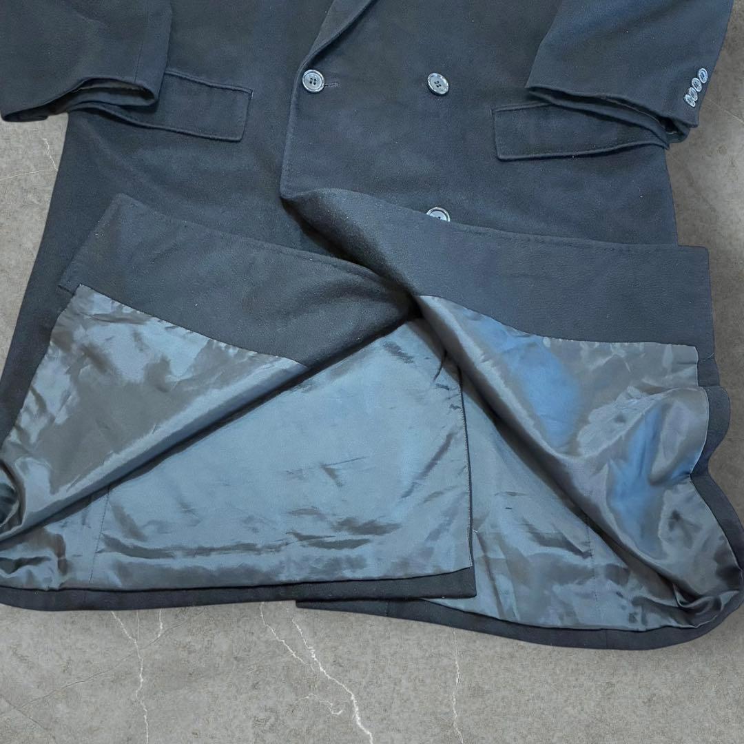 カシミア100% ダブルチェスターコート XL相当 マキシ丈 ロングコート 黒