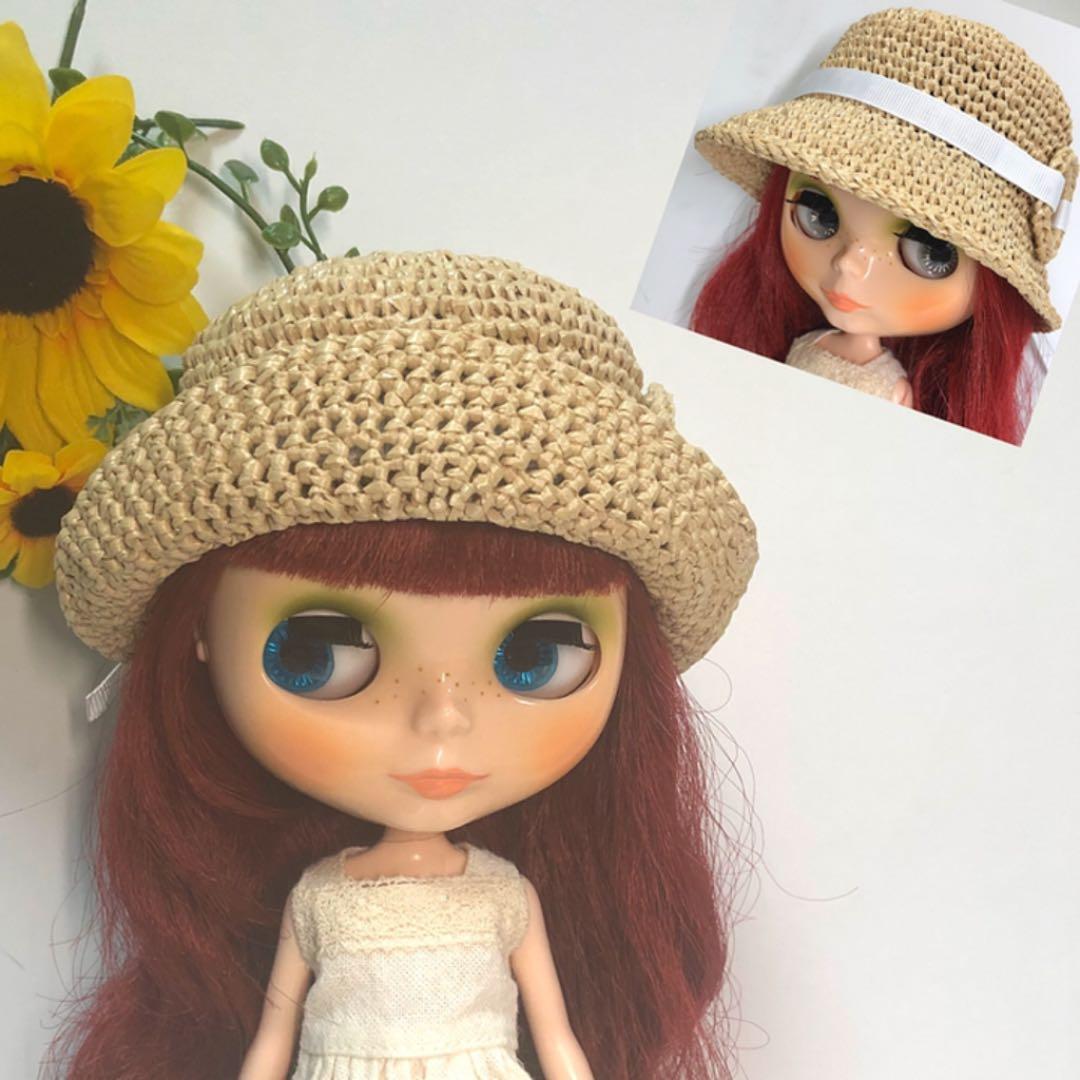 ブライス♥︎ロールアップブリム2wayアレンジ麦わら帽子♥︎ホワイトリボン