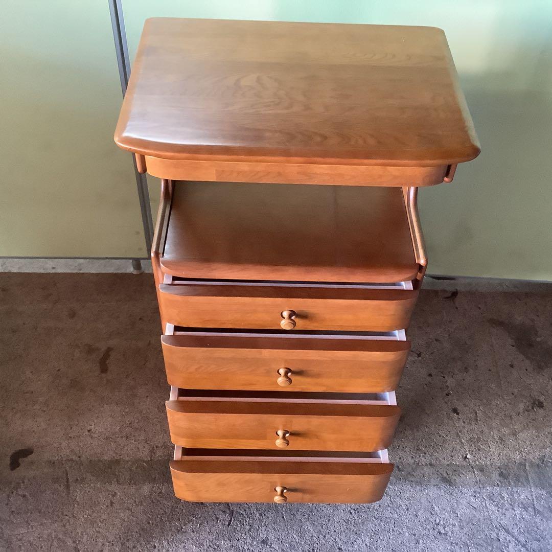 【値下げ！】maruni ナチュラルウッド 電話台 4段引き出し+上部1引き出し