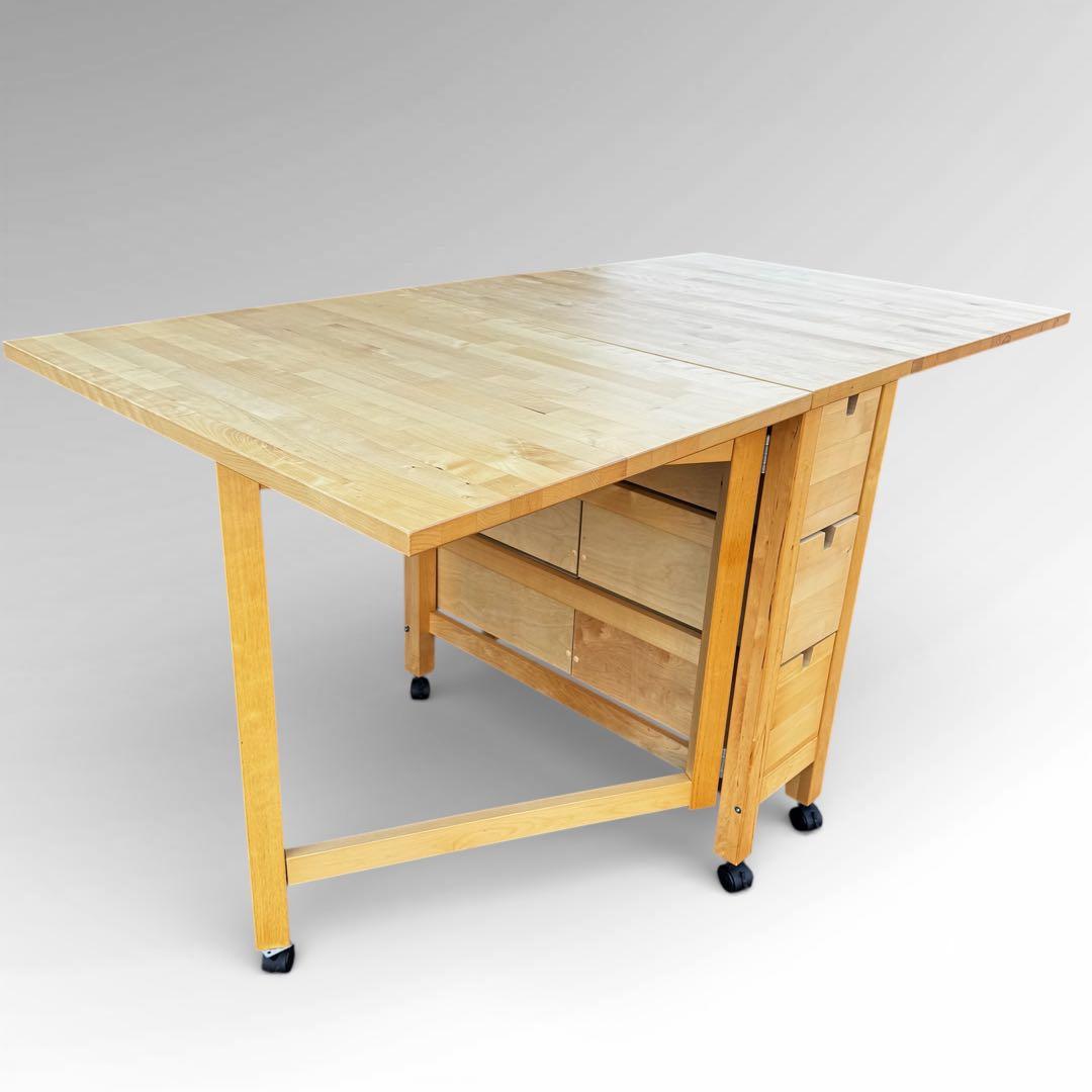 IKEA NORDEN ノールデン ゲートレッグテーブル バーチ キャスター付