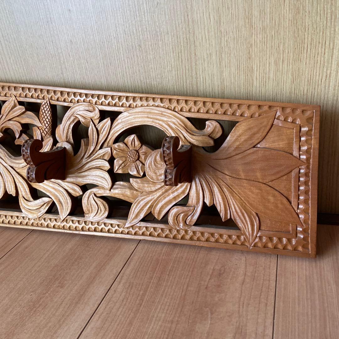 アジアン風 木製彫刻 壁掛け装飾