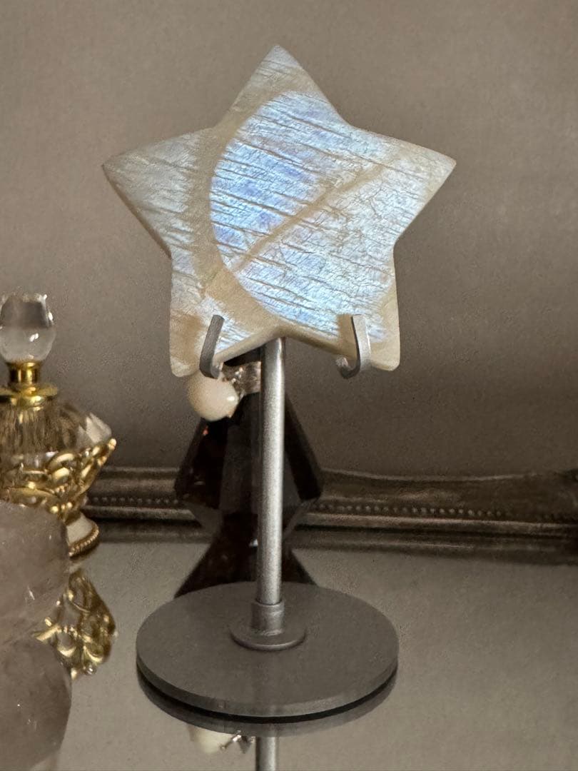 両面ブルーシラー★ムーンストーン スター ⭐︎シルバースタンド付