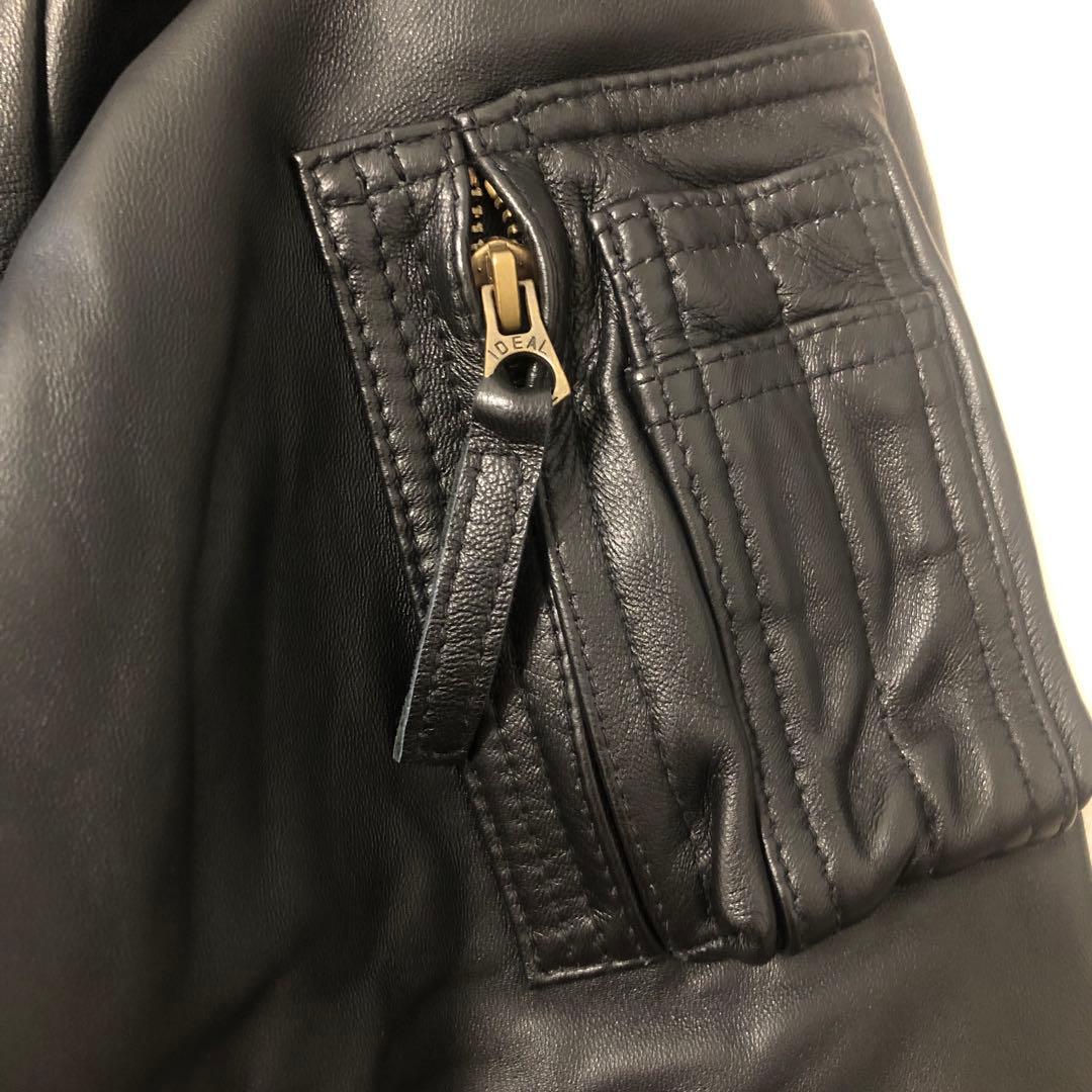 極美品HOUSTONヒューストンCWU45Pフライトジャケット黒シープレザー本革