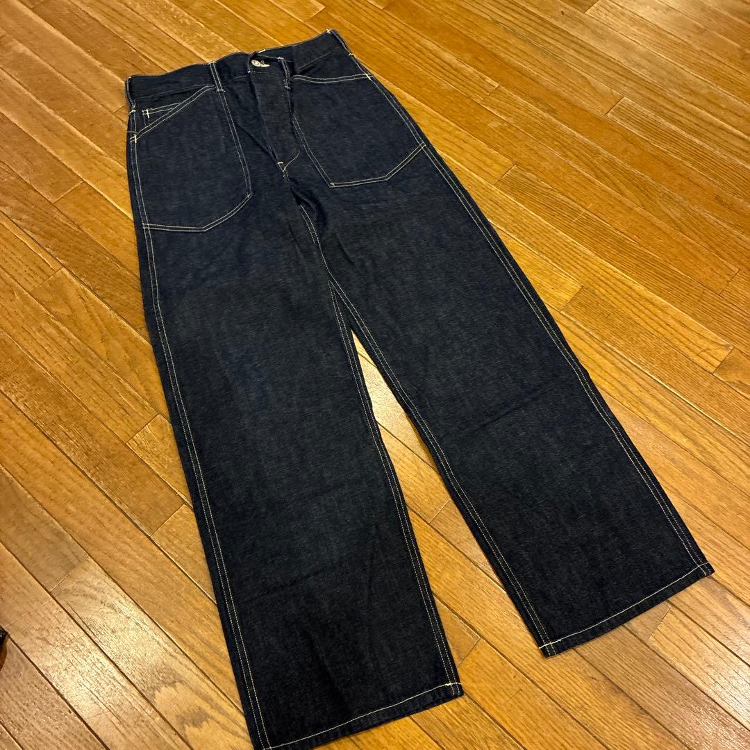 新品未使用BEAMSBOYダークブルーワイドレッグデニムパンツ