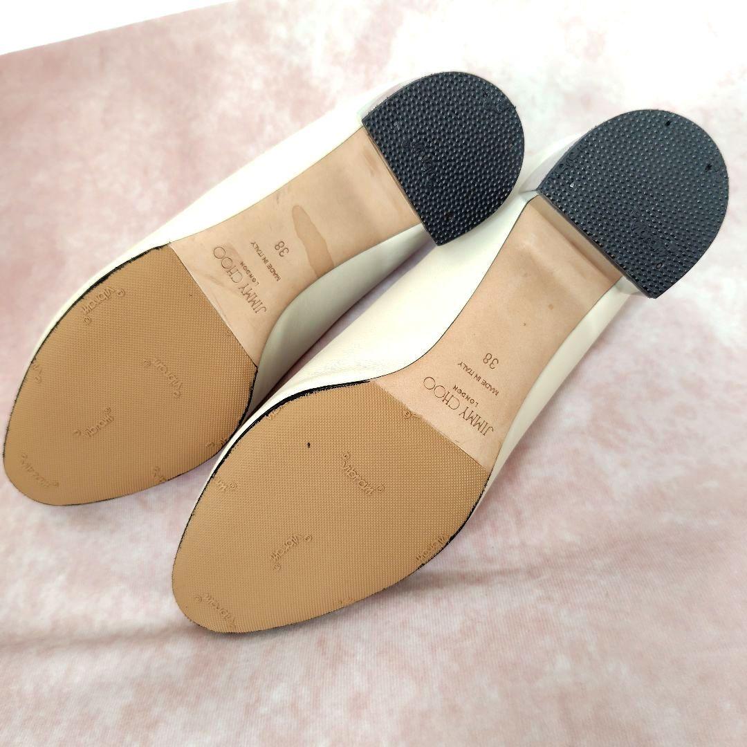 ✨️腕利き職人のリペア済✨️モデルサイズ☆美品【ジミーチュウ】ロゴ パンプス 白