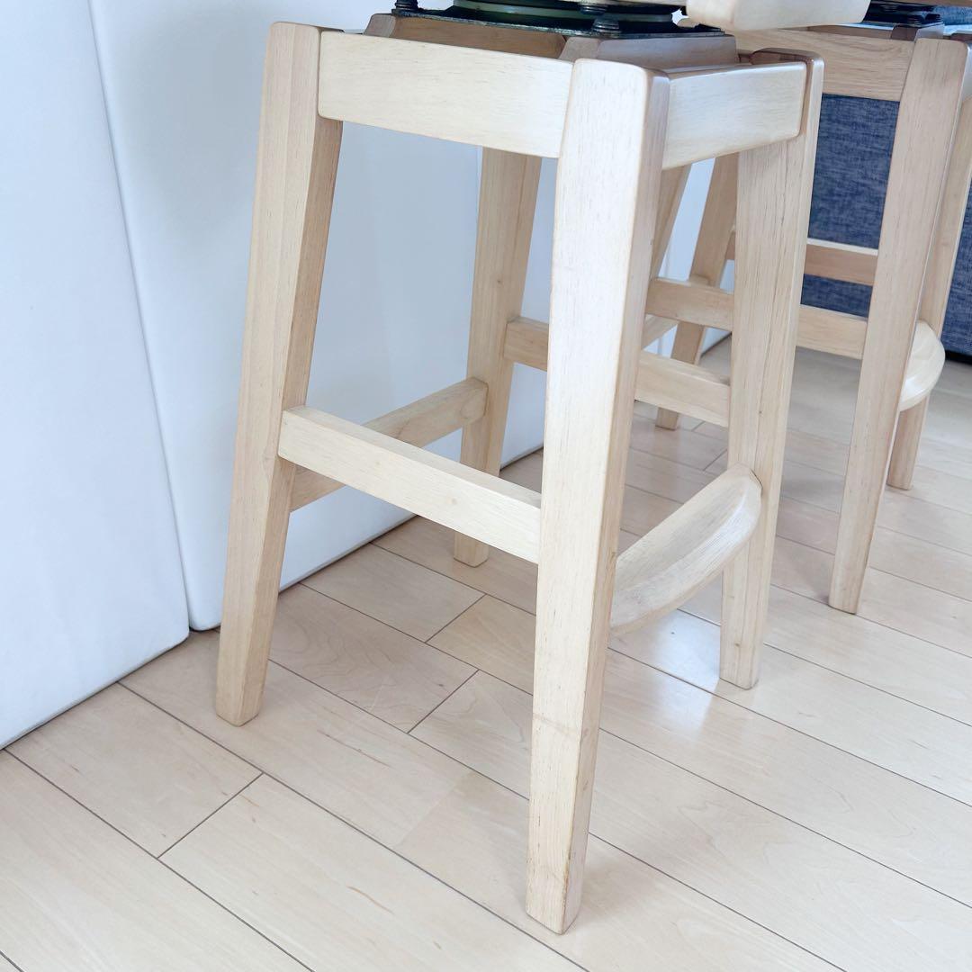 回転式ハイチェア　木製　曲木加工　天然木　無垢材　グリーン