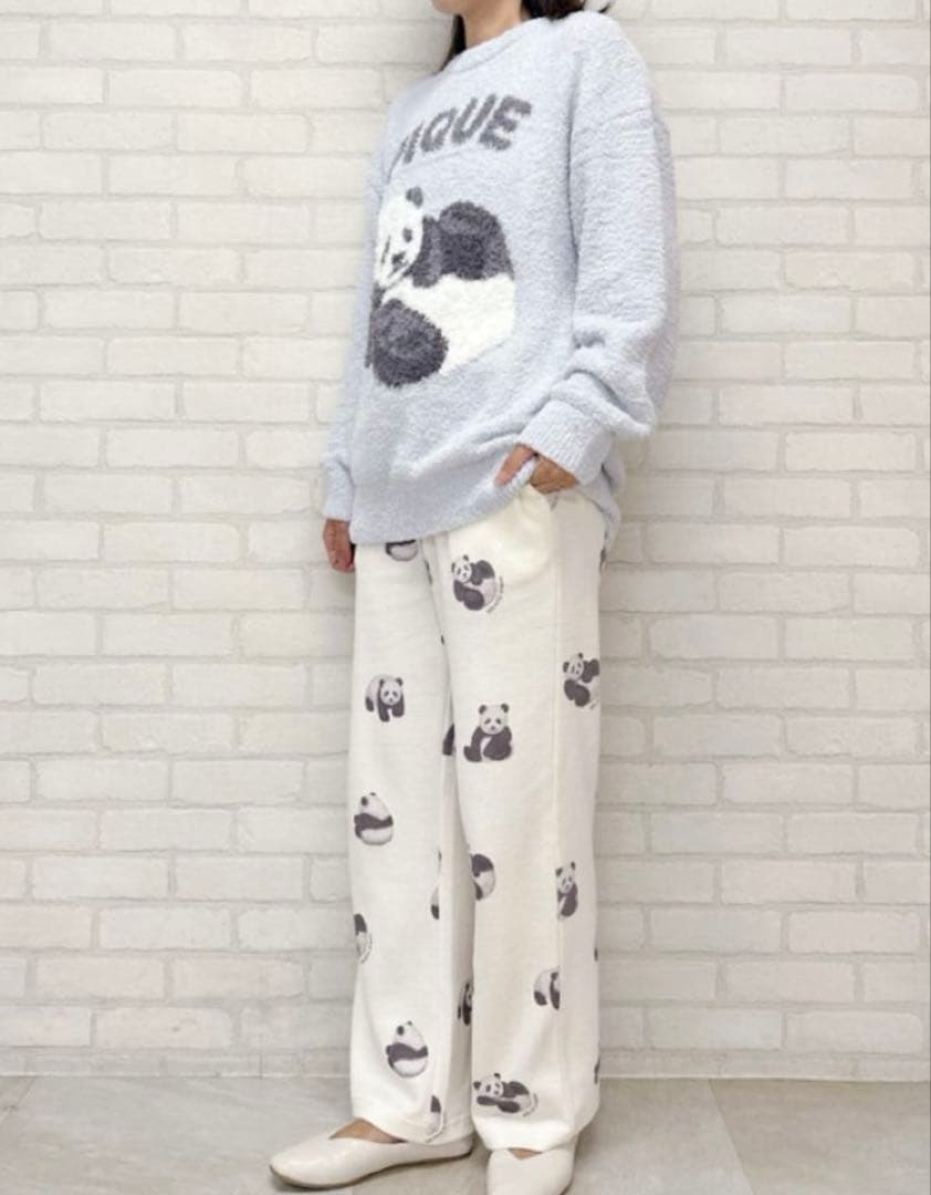 ジェラートピケ　パンダジャガードプルオーバー ＆パンダ柄ロングパンツ　上下セット