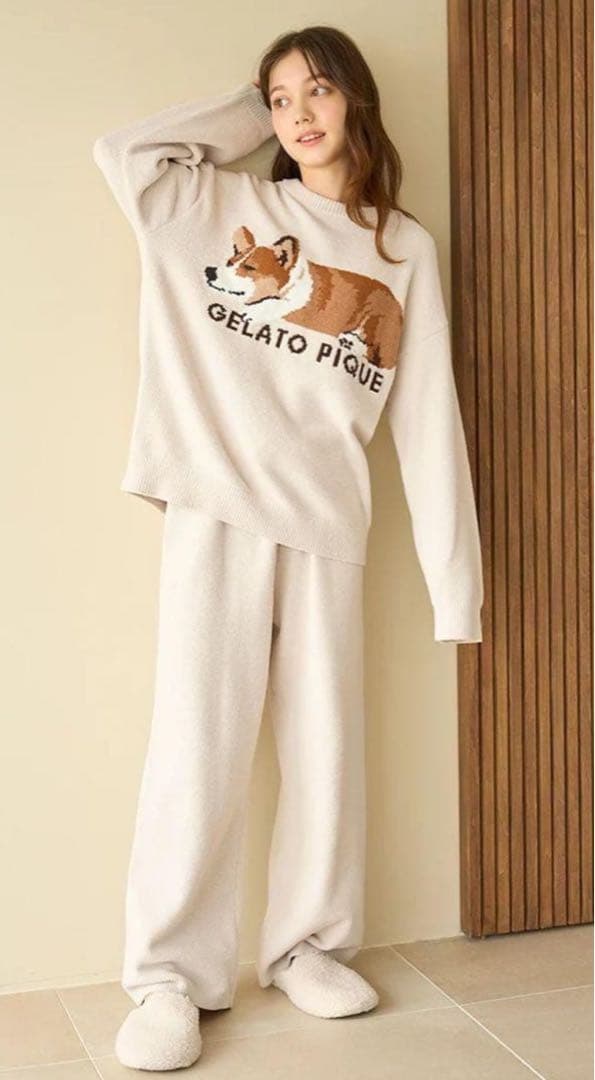 gelato pique コーギー ジャガード プルオーバー＆ロングパンツセット