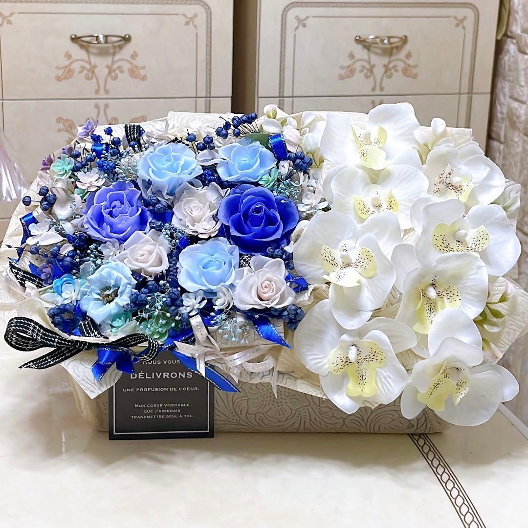 大人気✨横長アレンジ✨バラミックスアレンジ＆胡蝶蘭（アーティフィシャルアレンジ）