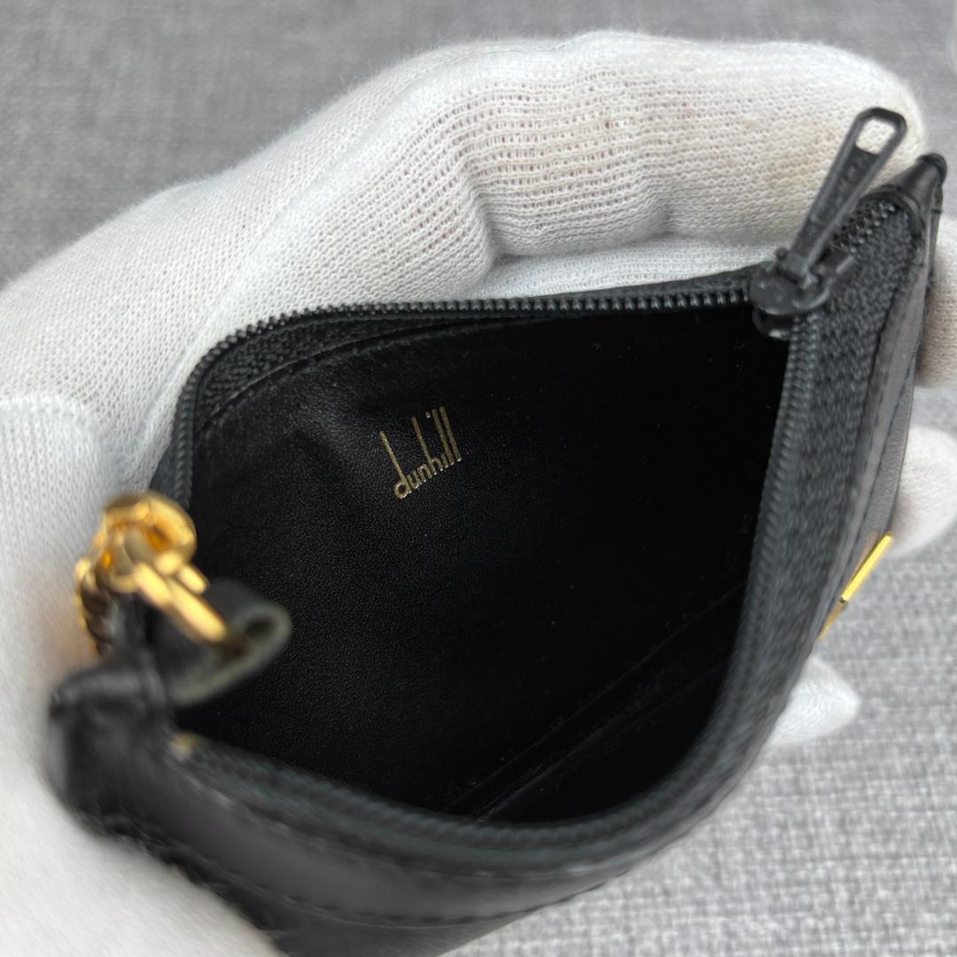 未使用ダンヒル★チェーン付き小銭入れ カーフレザー 本革 黒 箱＆袋 イタリア製