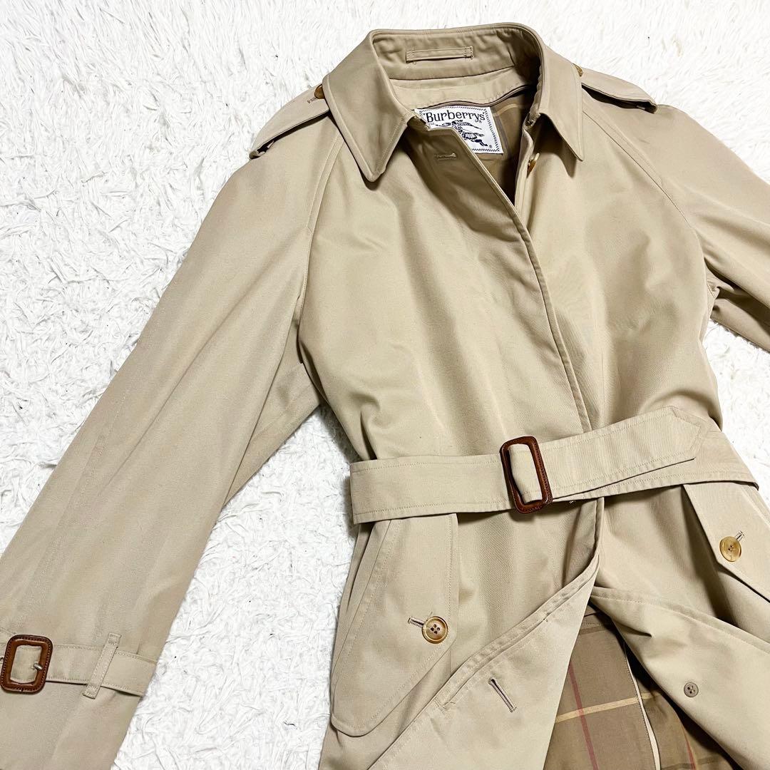 ✨人気✨Burberrys ノバチェック ステンカラーコート ベルト付　M相当