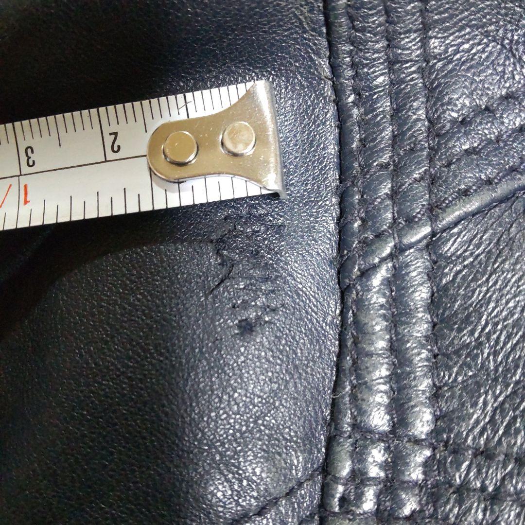 BURBERRYブラックレーベルダークネイビー レザー ライダースジャケット