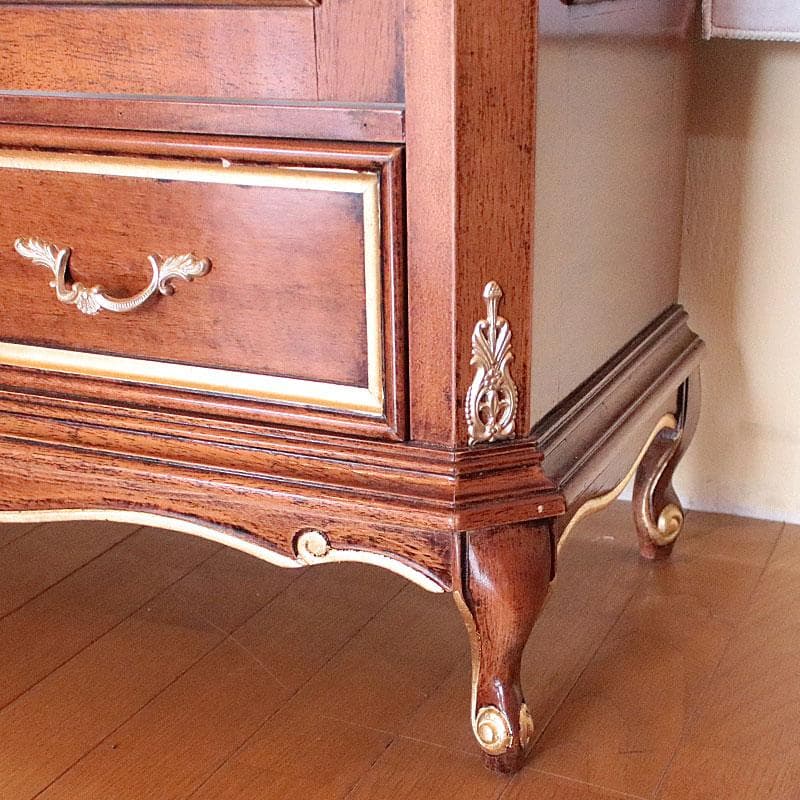 ガラスキャビネット 鍵付き扉 ゴールド装飾 飾り棚 猫脚 214-1246