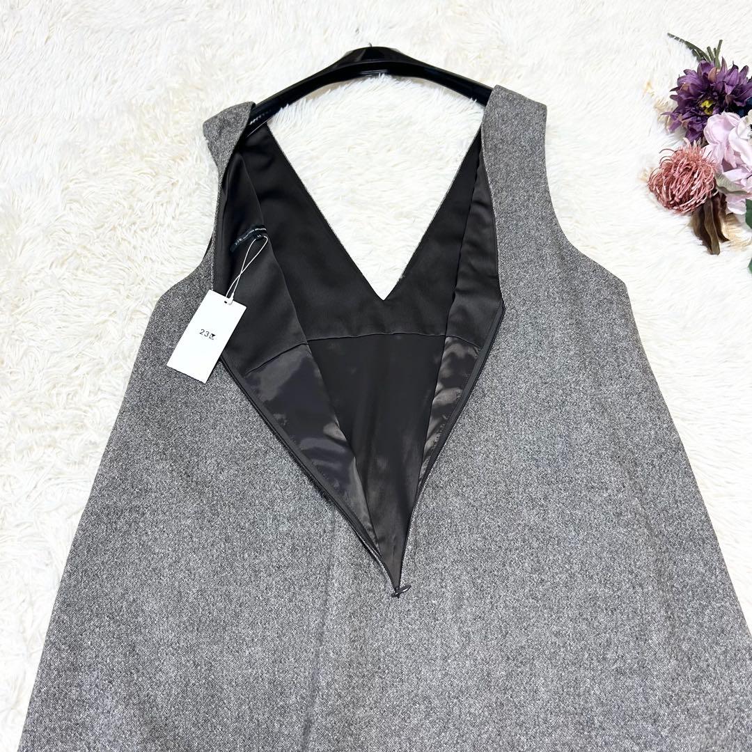 【新品タグ付】23区 大きいサイズ シルクネップツイード ジャンパースカート