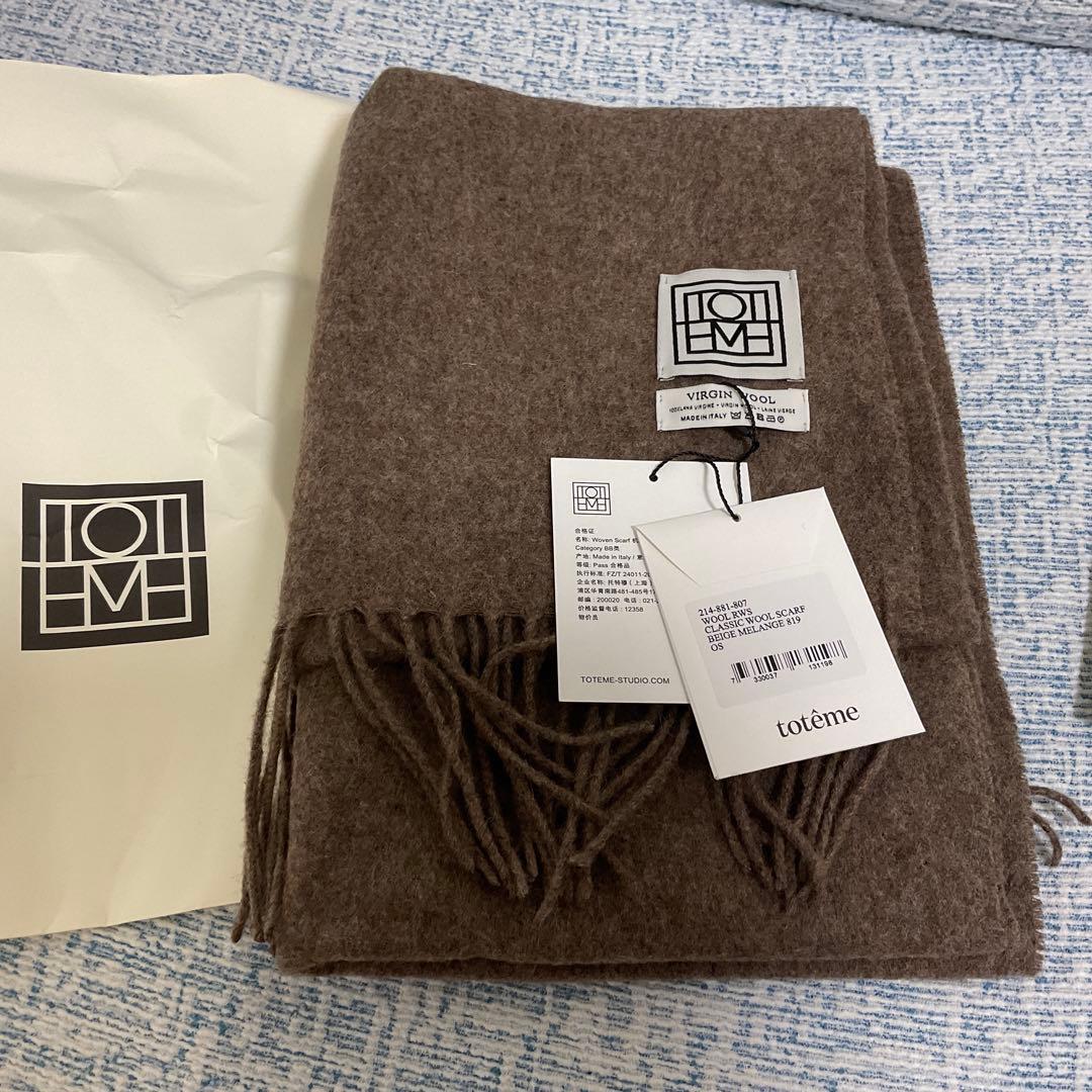 TOTEME バージンウール スカーフ ベージュミックス