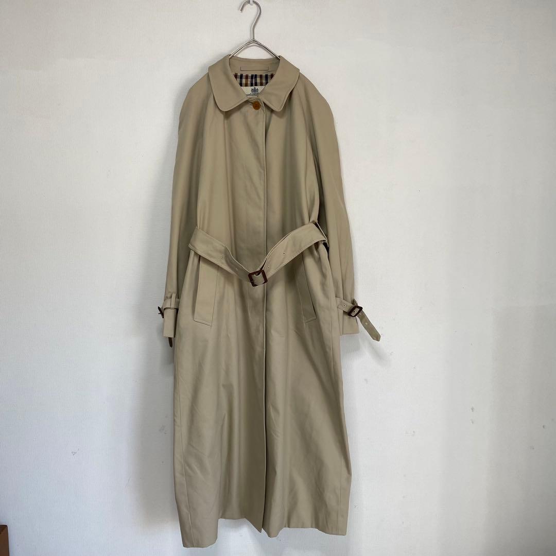 【Aquascutum】ステンカラーコート　裏地チェック【3F】イングランド製