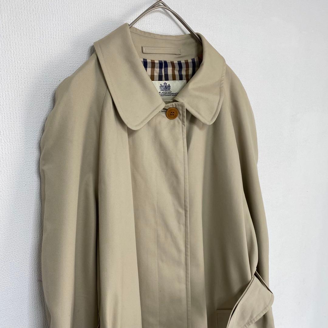 【Aquascutum】ステンカラーコート　裏地チェック【3F】イングランド製
