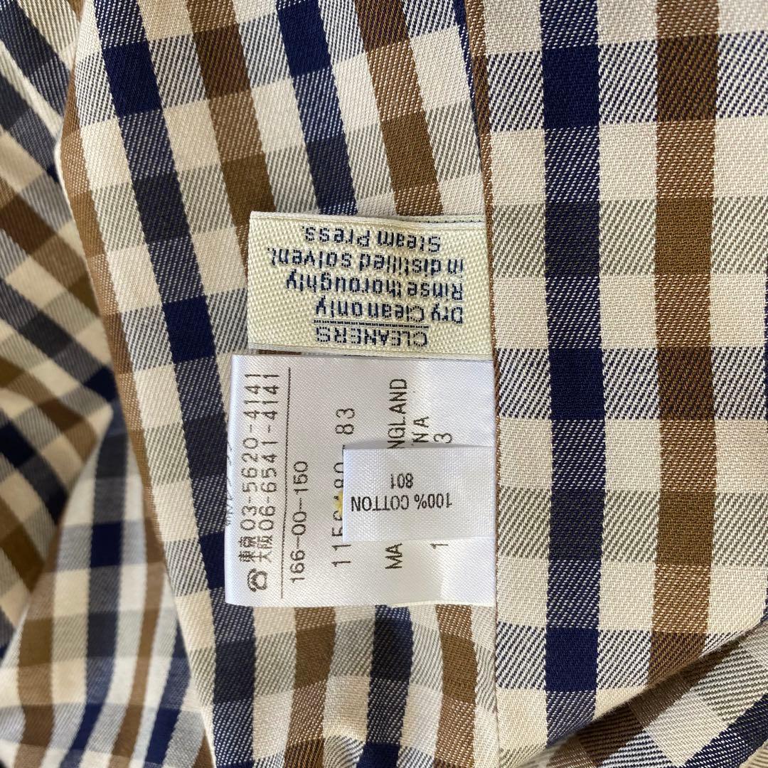 【Aquascutum】ステンカラーコート　裏地チェック【3F】イングランド製
