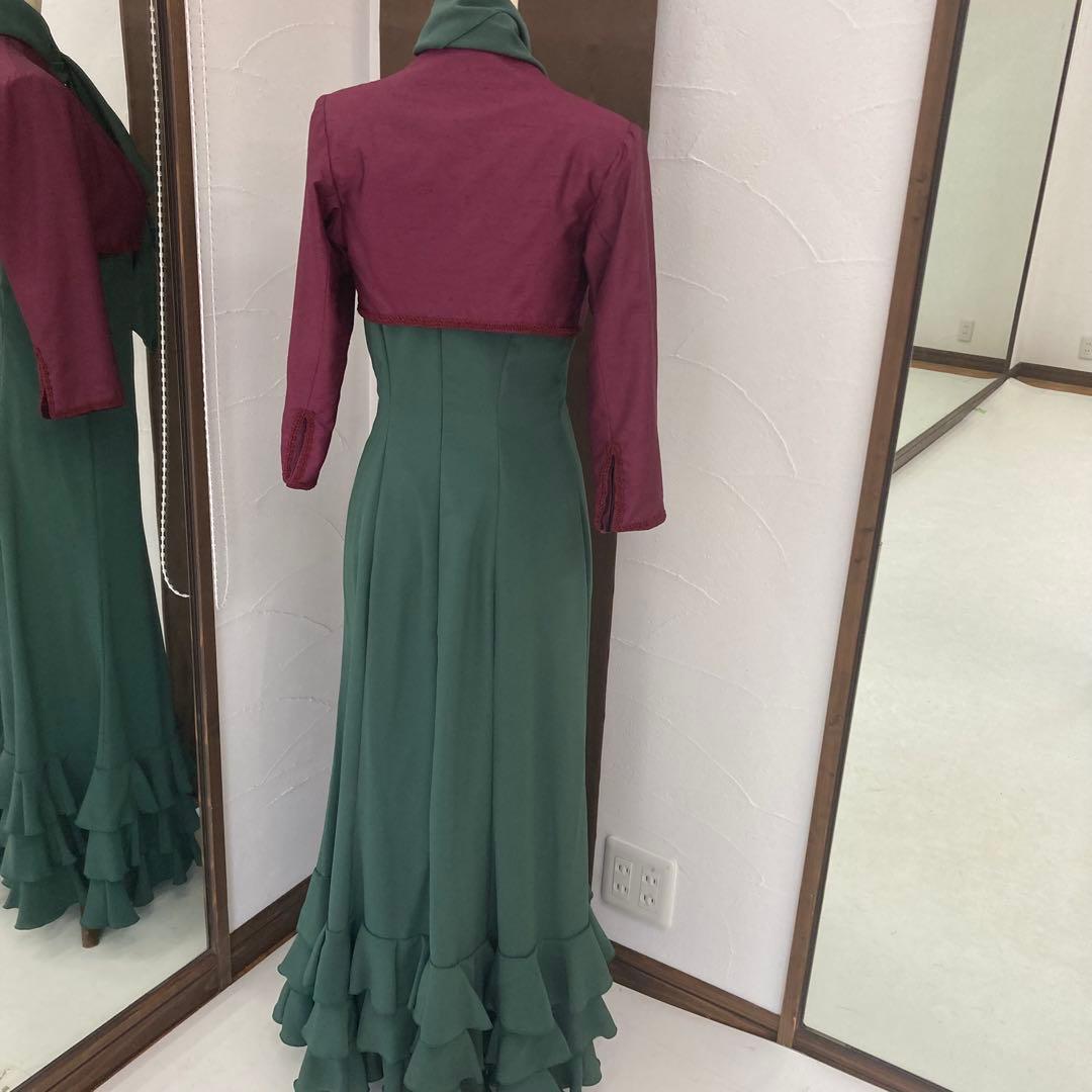 美品 フラメンコ衣装 ワンピース ボランテ オーダーメイド ボレロ・タイ付き