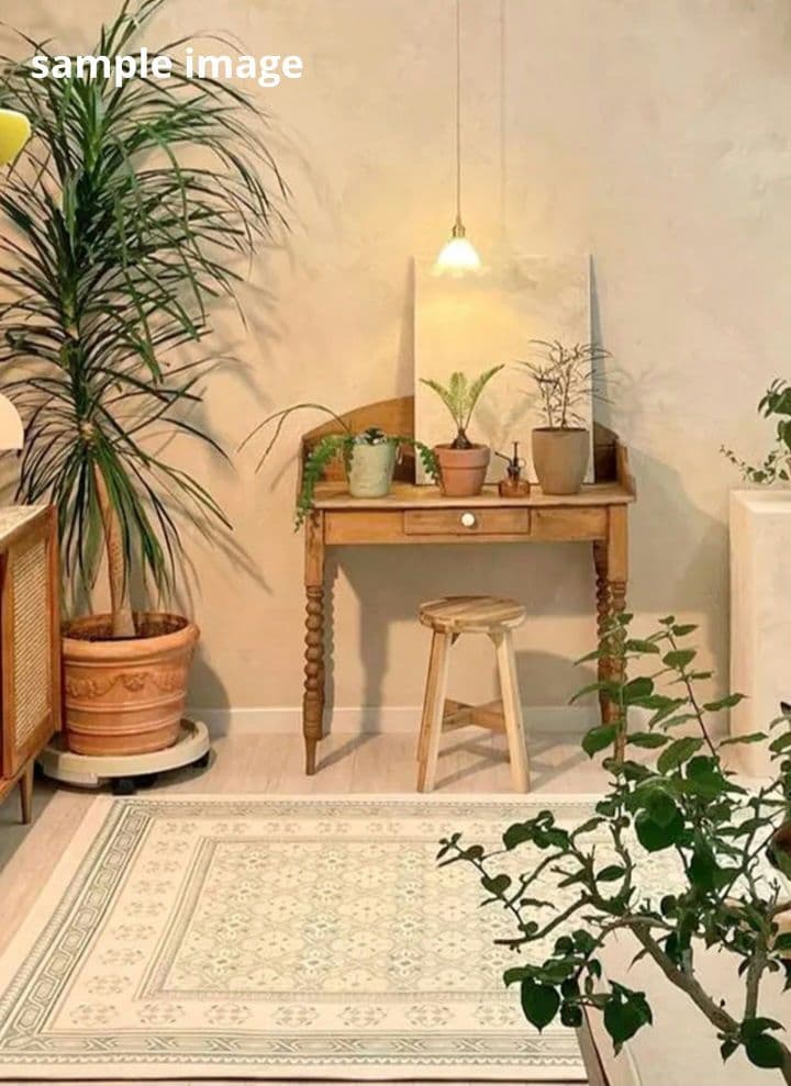 ヴィンテージ風 グリーン 撥水ラグ 150×200 生活防水 ペット可 爽やかな