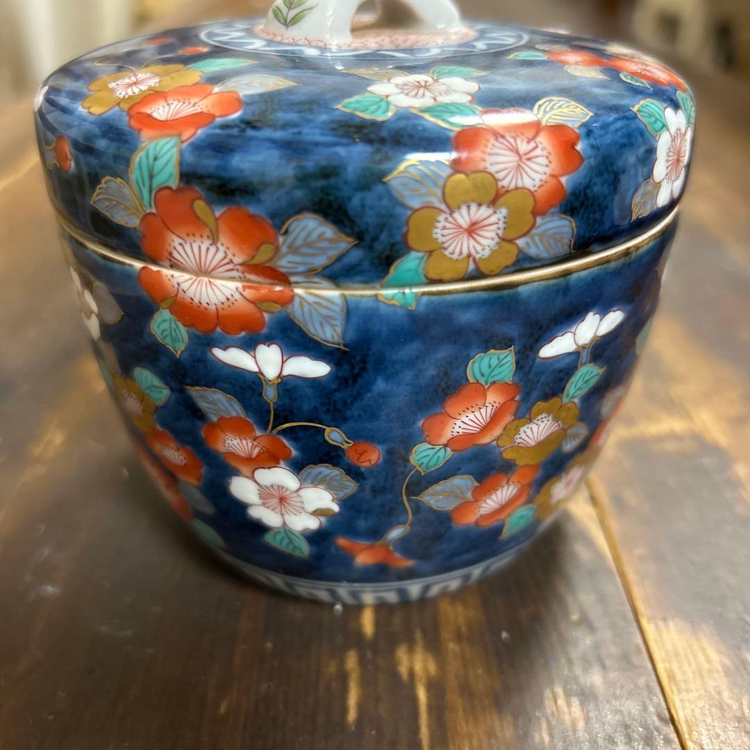 伊万里焼　福右衛門窯 染錦 色絵金彩 蓋物　献上総手描き　美術品　工芸品