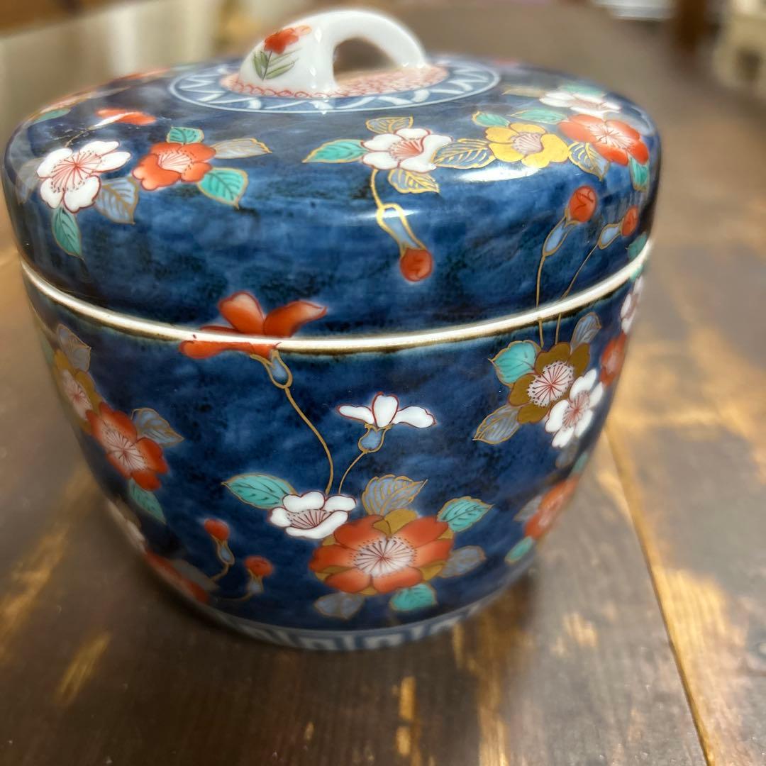 伊万里焼　福右衛門窯 染錦 色絵金彩 蓋物　献上総手描き　美術品　工芸品