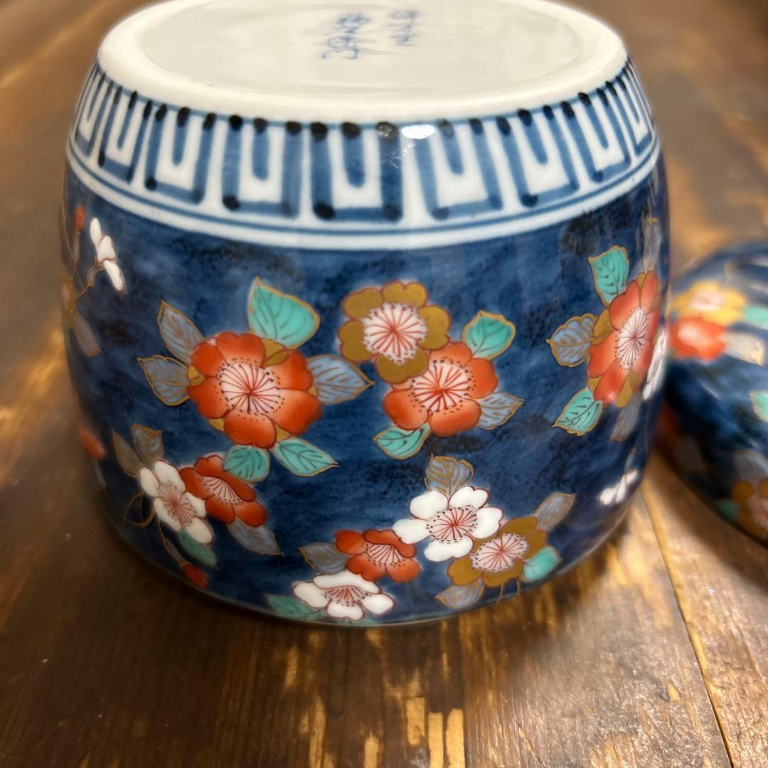 伊万里焼　福右衛門窯 染錦 色絵金彩 蓋物　献上総手描き　美術品　工芸品