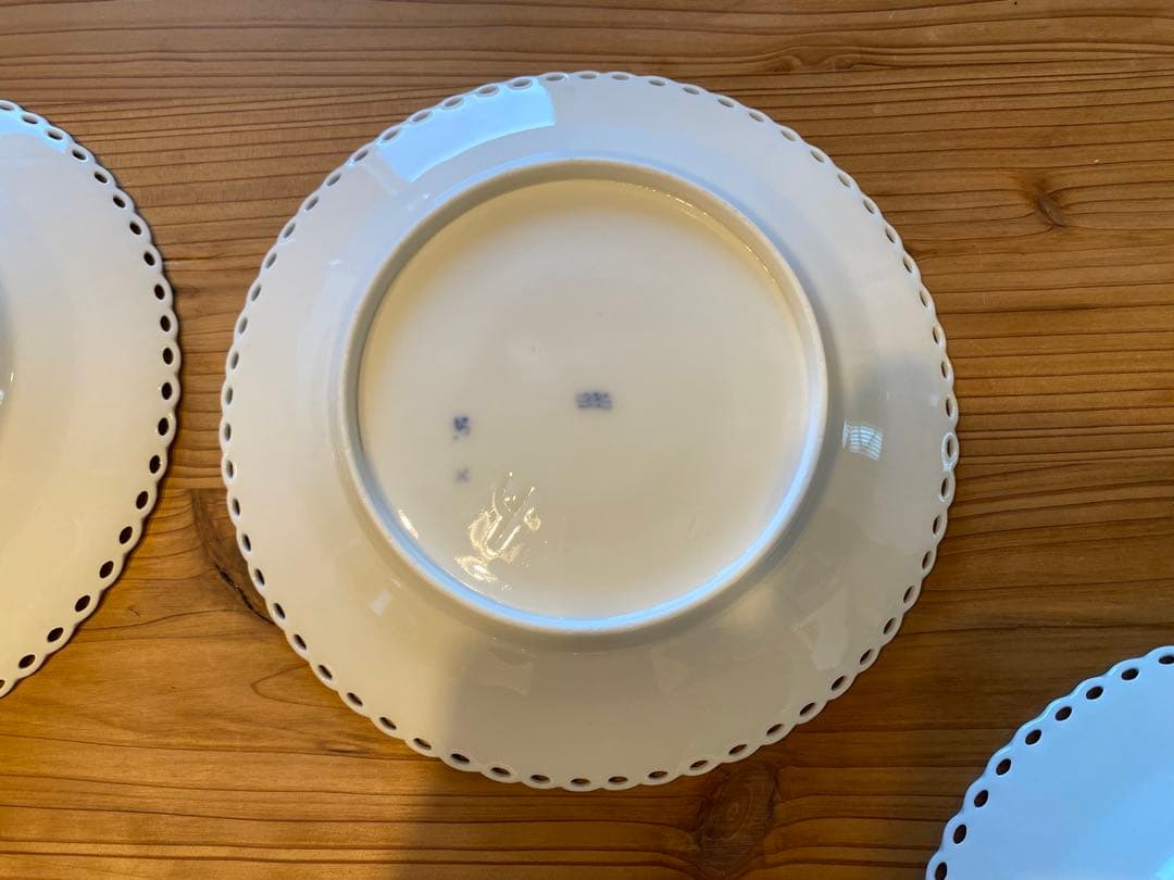 【ヤマザキ】フルレース　ケーキプレート　1870-90年製　6枚