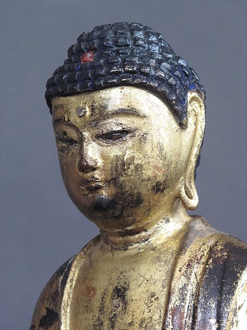 古仏像!!『木造 阿弥陀如来立像』総高27㎝ 像高23㎝