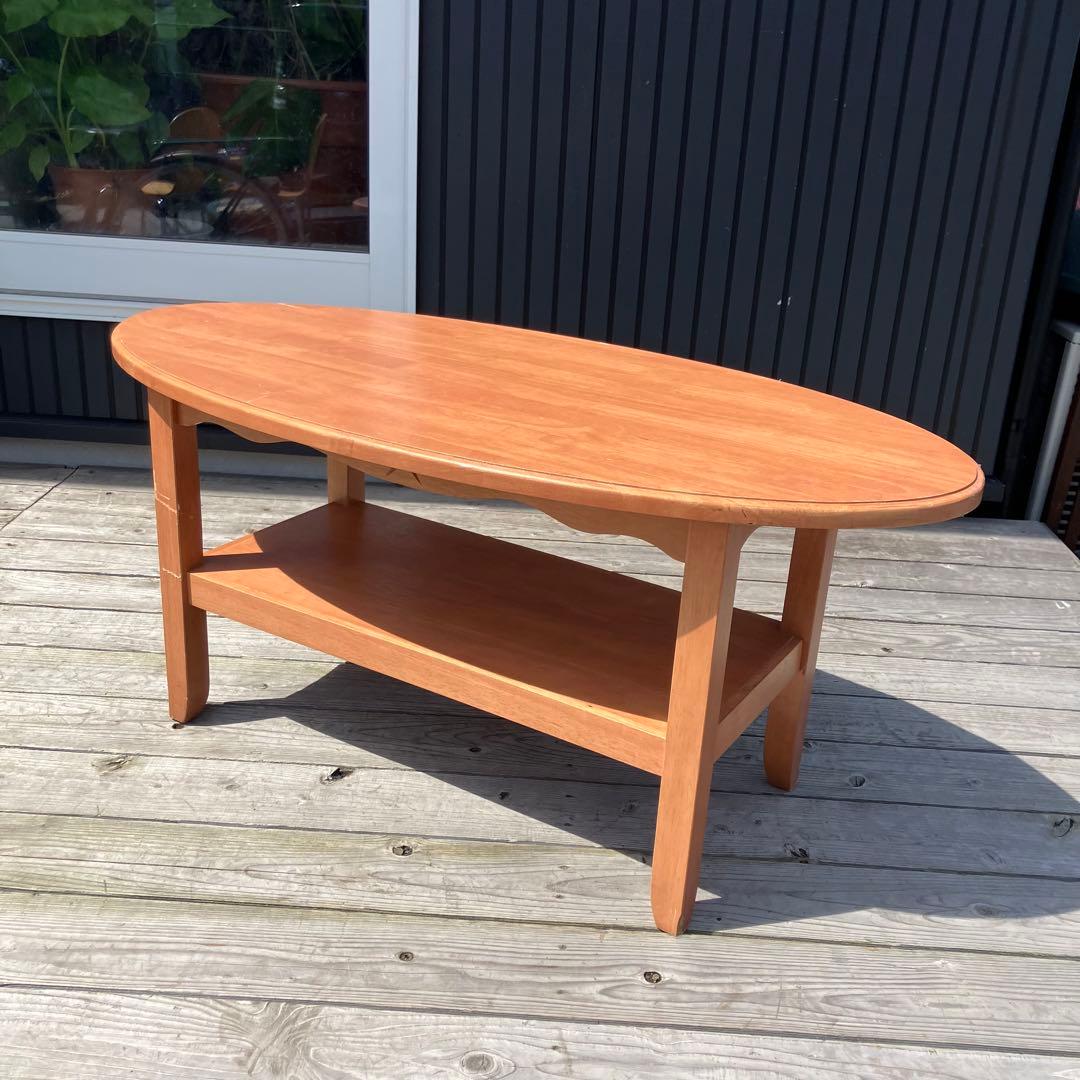 北欧レトロ ヤマシロ ラバーウッド 木製 オーバル コーヒーテーブル センター