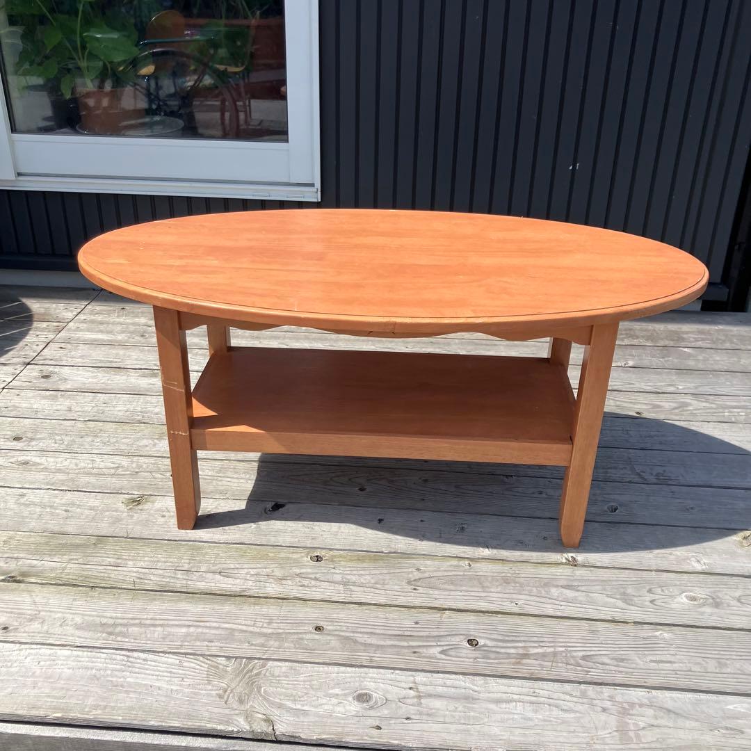 北欧レトロ ヤマシロ ラバーウッド 木製 オーバル コーヒーテーブル センター